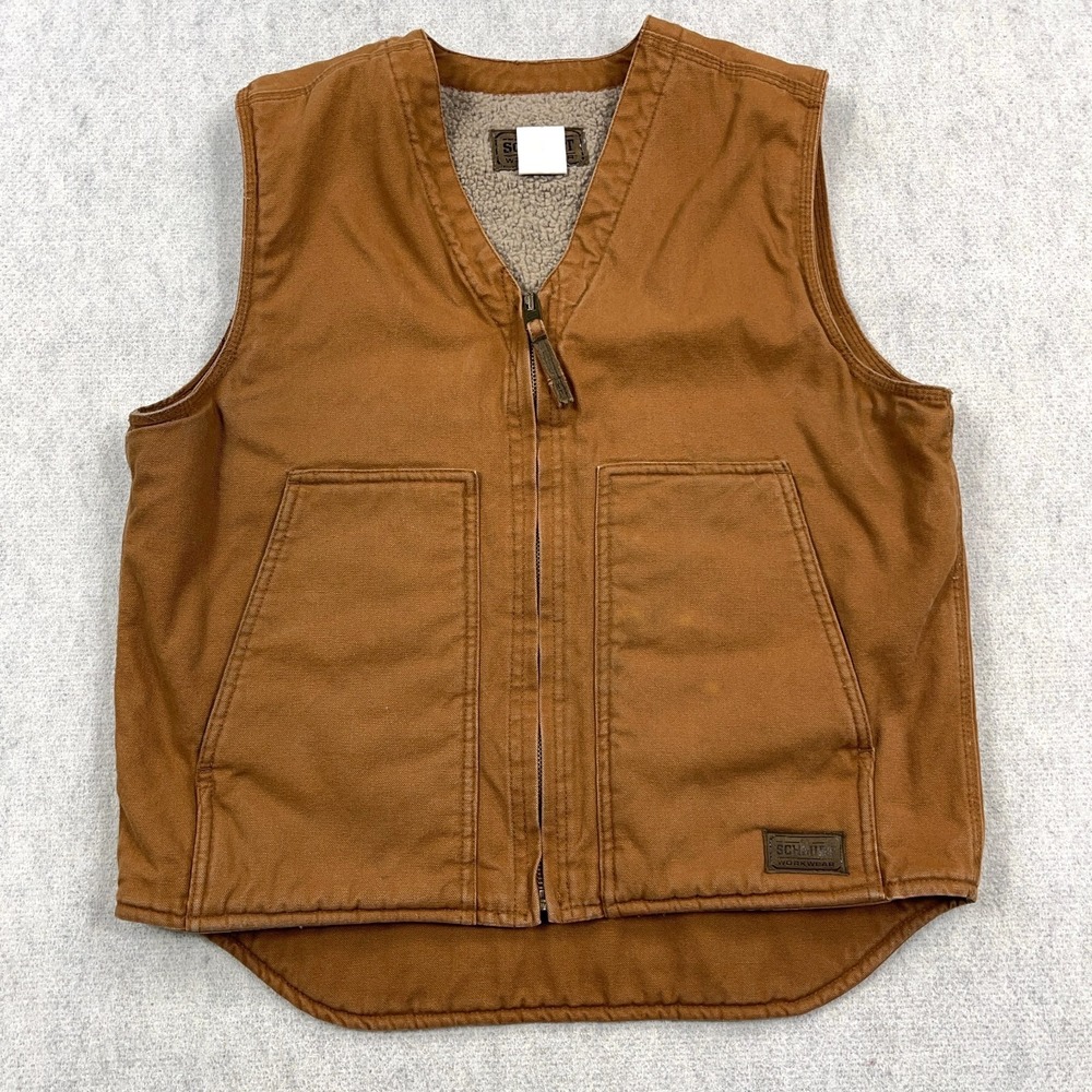 CE Schmidt Vest Men Medium Brown Duck Canvas Sherpa Lined Work Wear Jacket